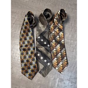 VTG Lot of‎ 3 Men's Neckties Boca Classics Puritan Geometric Pattern Tie Bundle